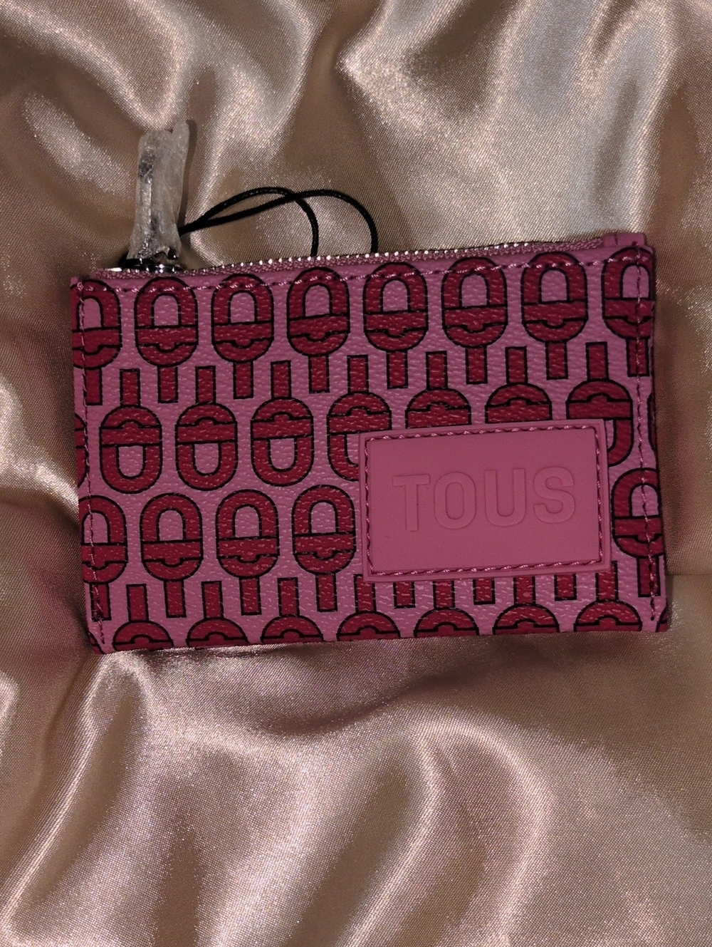 TOUS Pink Pattern Zip Card Case